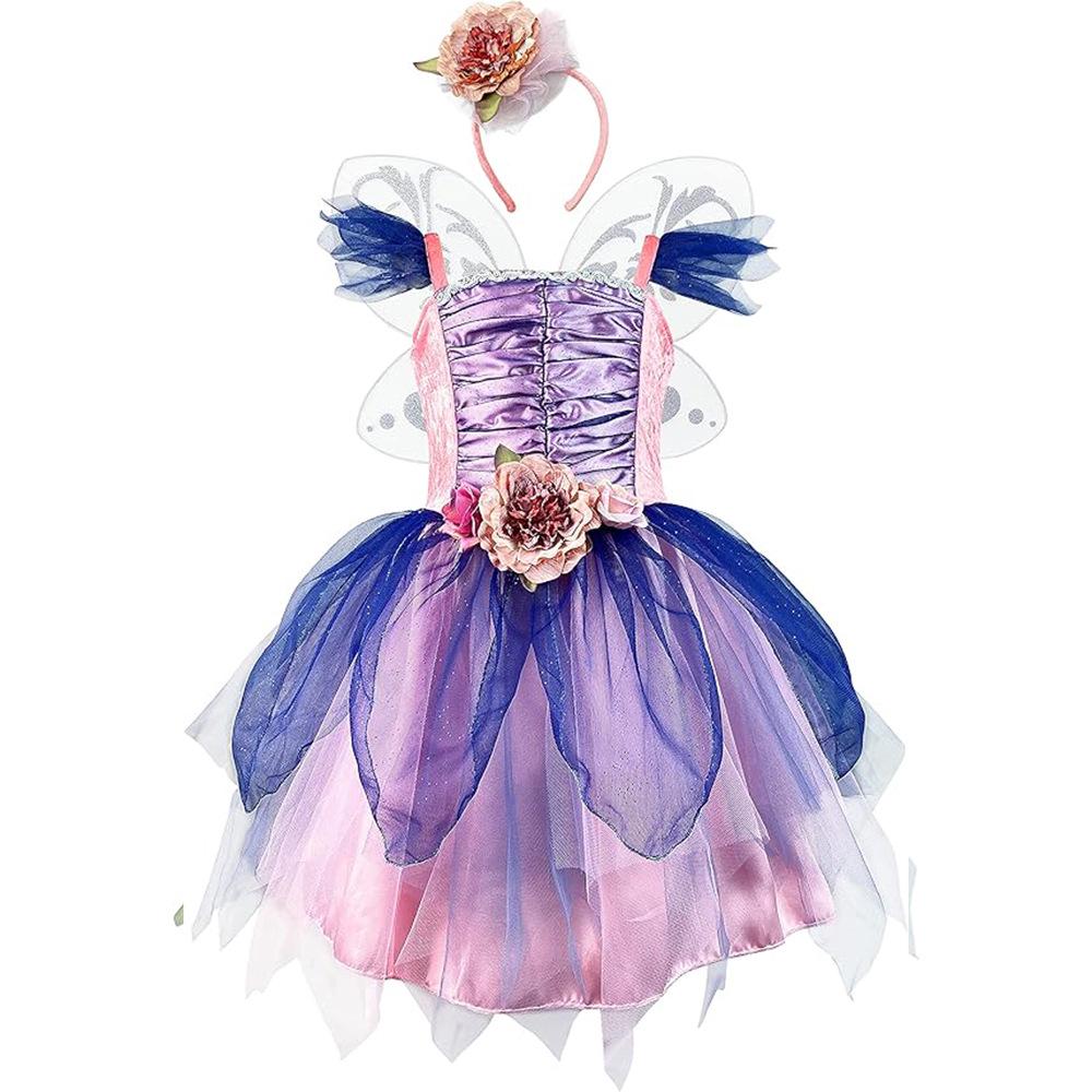 Cross-Border Flower Princess Dress: Children s Mesh Puff Skirt Halloween Fairy Costume 7-8 years