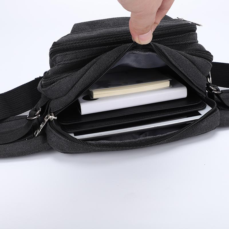 Bolsa de Cintura em Lona Esportes ao Ar Livre Multifuncional Bolsa de Cintura Masculina Durável Portátil Porta-Celular