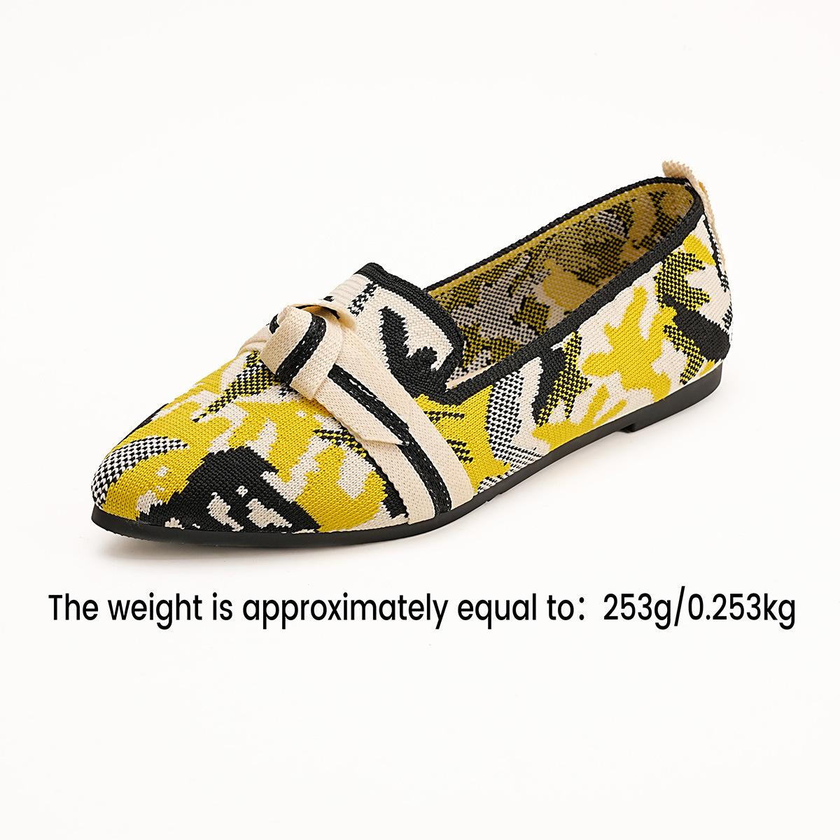Autumn Printing Color Matching Fly-Woven Flat-Bottomed Lazy Single Shoes Large Size Flat-Bottomed Comfortable Pointed Beanie Shoes 36 лимонно-желтый