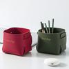 Nordic Makeup Leather Storage Pen Holder, Foldable Desktop Miscellaneous Items, Air Conditioning Remote Control Storage Bucket