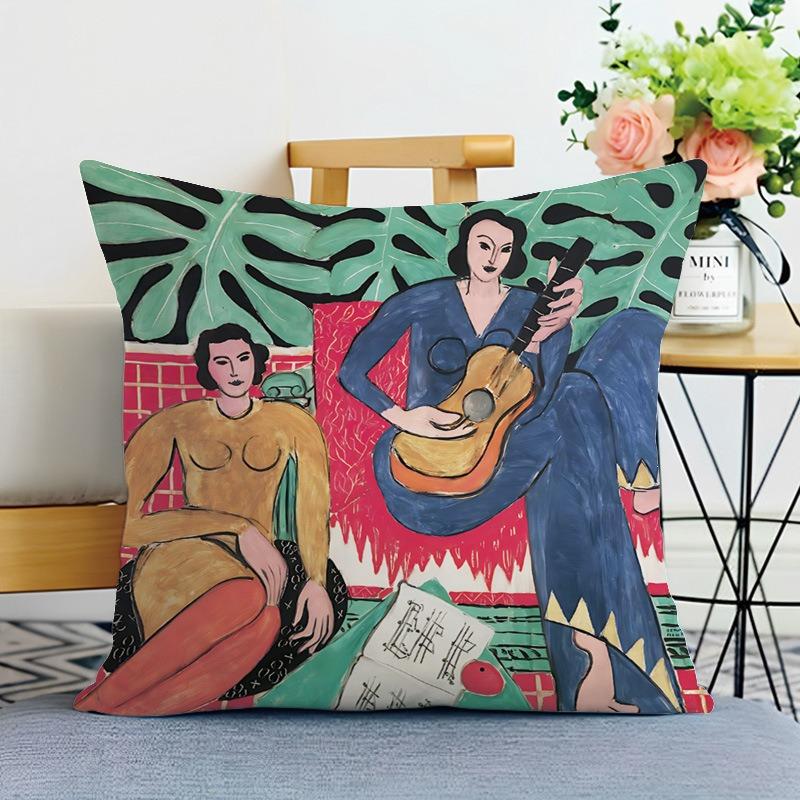 Creative Oil Painting Printed Decorative Pillowcase Bedroom Living Room Square Cushion Pillowcase