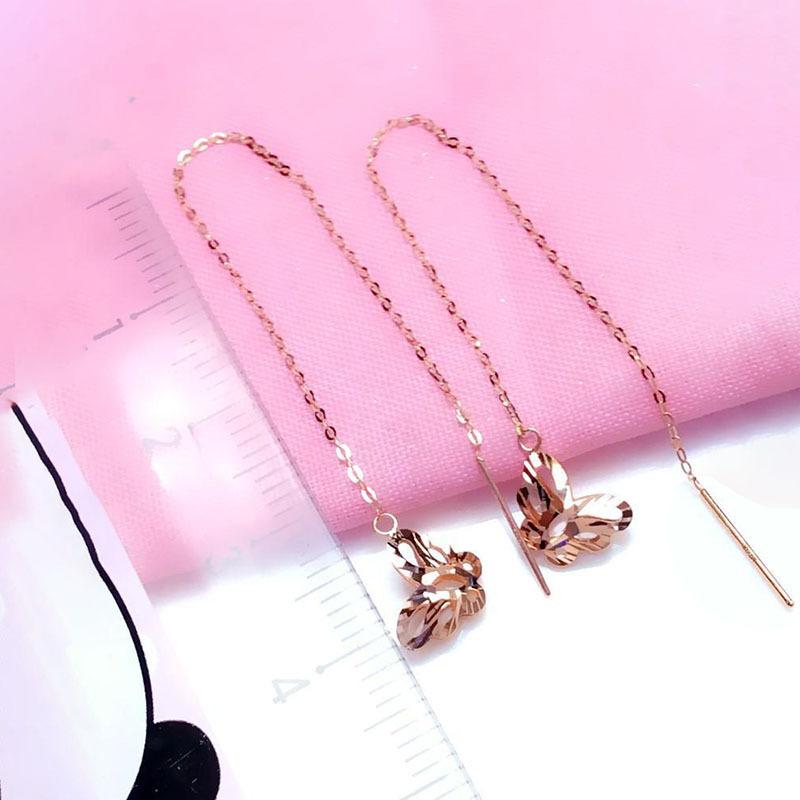 Exquisite Russian Purple Gold Plain Gold Hollow Butterfly Earrings Fashionable Versatile Temperament Rose Gold Plated Car Flower Earrings