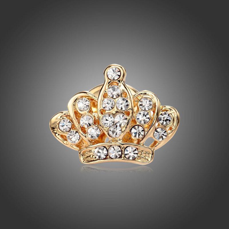 Unisex Rhinestone Crown Brooch Lapel Pin for Suits and Shirts