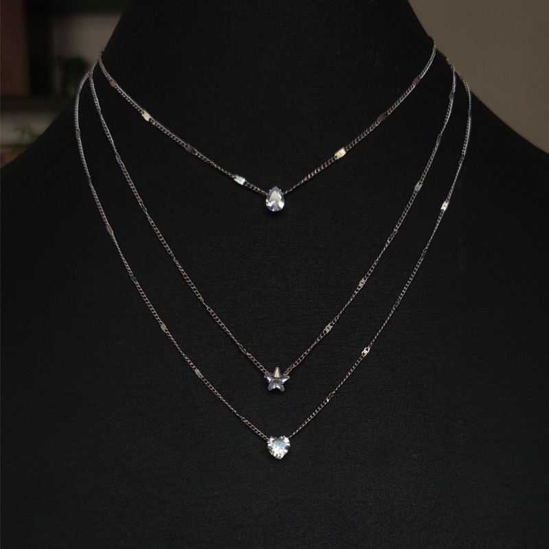 617 Low Price Multilayer Chain Choker Fashion Shiny Women's Jewelry Trendy Zircon Pendant Necklaces for Women Female Party Gift