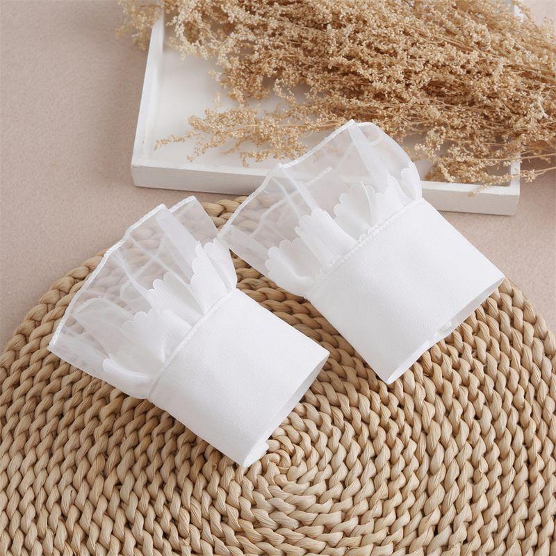 

Женские перчатки из сетчатого кружева с коротким рукавом, кружевной свитшот Wavy White All yards