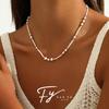 Elegant European & American Freshwater Pearl Necklace for Women - Simple High-End Beaded Choker, Stainless Steel Jewelry