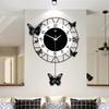 Butterfly Shaped Wall Clock, 20x13 Inches Modern Silent Non-Ticking & Easy-to-Read Metal Wall Decor for Living Room Office Decor