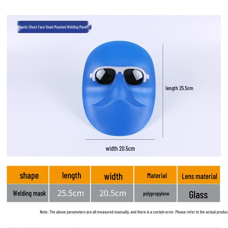 Head-Mounted Ghost Face Cowhide Mask for Welding with Eye Protection