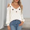 European Size Sweater Foreign Trade Cross-border Women's Suspender Off-the-shoulder Sweater Hand-hooked Decorative Twist Knitted Pullover Sweater