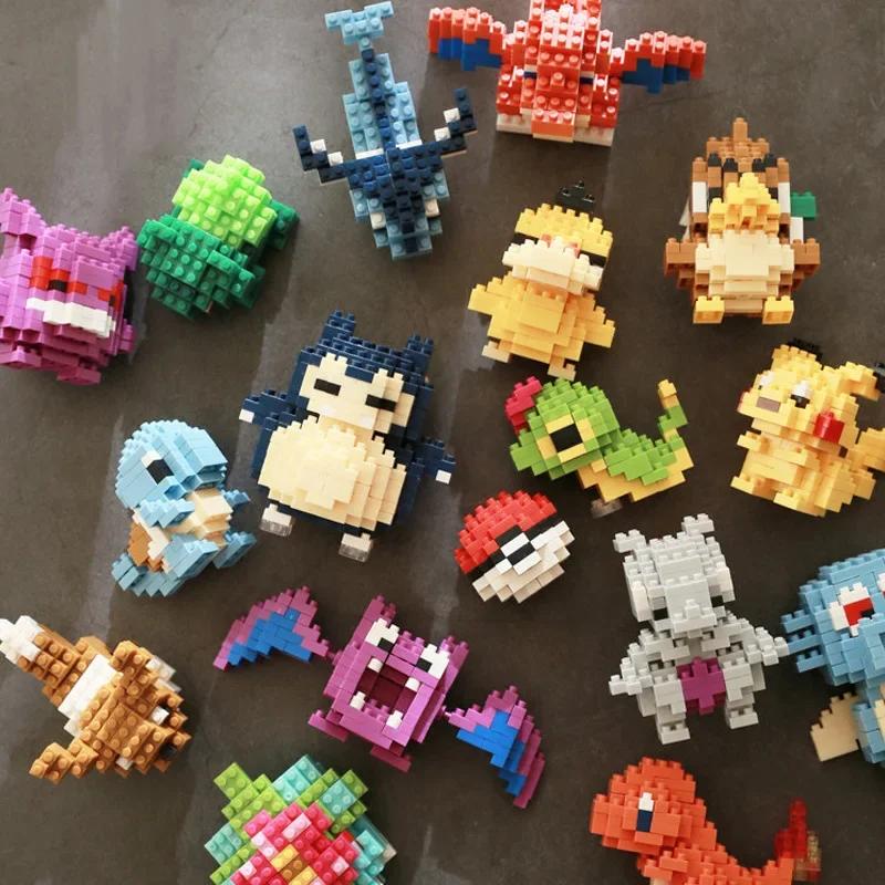 Kawaii LNO Pokemon Micro Building Blocks Snorlax Blastoise Gengar Charmander Bulbasaur Pikachu Mini Brick Figures For Kids Toys