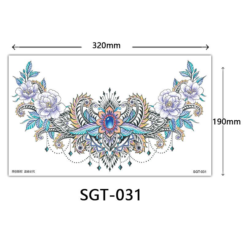 Flower Chest Tattoo Sticker, Chest Tattoo Sticker, Color Half Nail Large Picture Tattoo Sticker