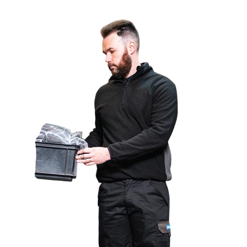 Tough Grit Mens Two Tone Quarter Zip Fleece Top