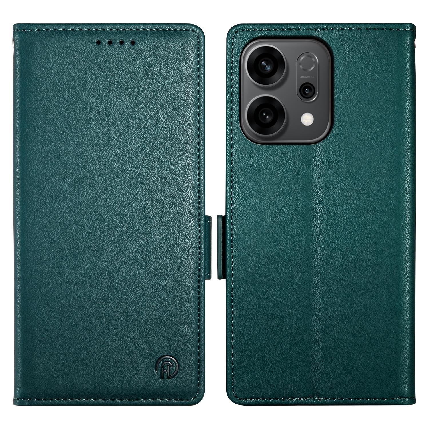 

Для Oppo Reno14 F 5G Чехол-подставка Кожаный кошелек Чехол для телефона Blackish Green