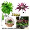 Spring Summer Seasonal Wreath Artificial Fern And Red Dracaena Plants, UV Resistant Decorative Faux Plant, Home Accents Realistic Plants for