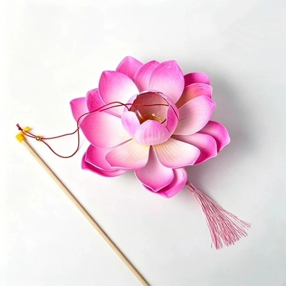 Ancient Style DIY Lotus Lamp Material Kit Portable Handmade Hand-Held LED Light Elegant Design Festive Decor