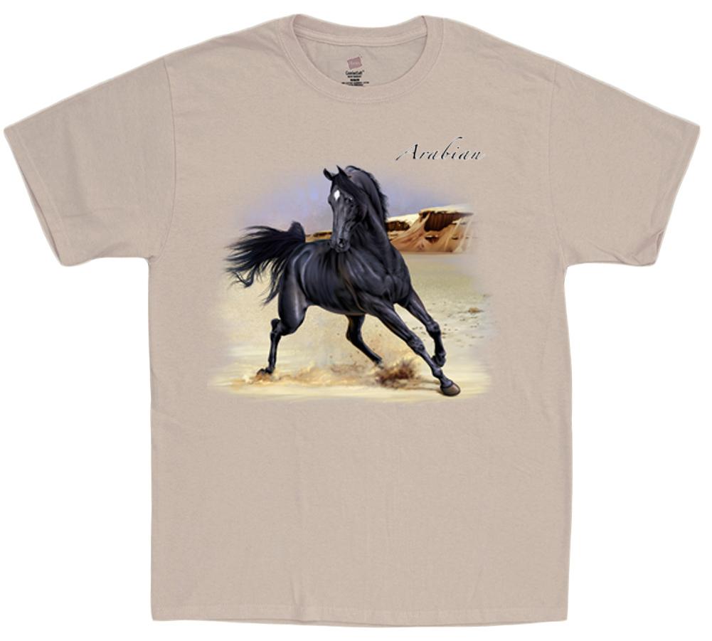 Black Arabian Horse T-Shirt For Men Tan Tee Shirt Horse Breed Equestrian Gifts