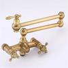 Antique Bronze Pot Filler Tap Wall Mounted Foldable Kitchen Faucet Hot and Cold Single Hole Sink Tap Rotate Folding Spout Brass
