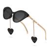 Vintage Small Cat Eye Sunglasses Women Luxury Designer Sun Glasses Shades Classic Gold Chain Heart Pendant Uv400