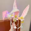 Flower Rabbit Hair Band Plush Rabbit Ear Hair Ornament Funny Mid-Autumn Festival Headband  Festival