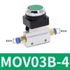Mechanisches Ventil MOV-03B 1/8" Gewinde 2 Positionen 3 Wege Roter Grüner Flacher Druckknopf Momentanes Pneumatikventil