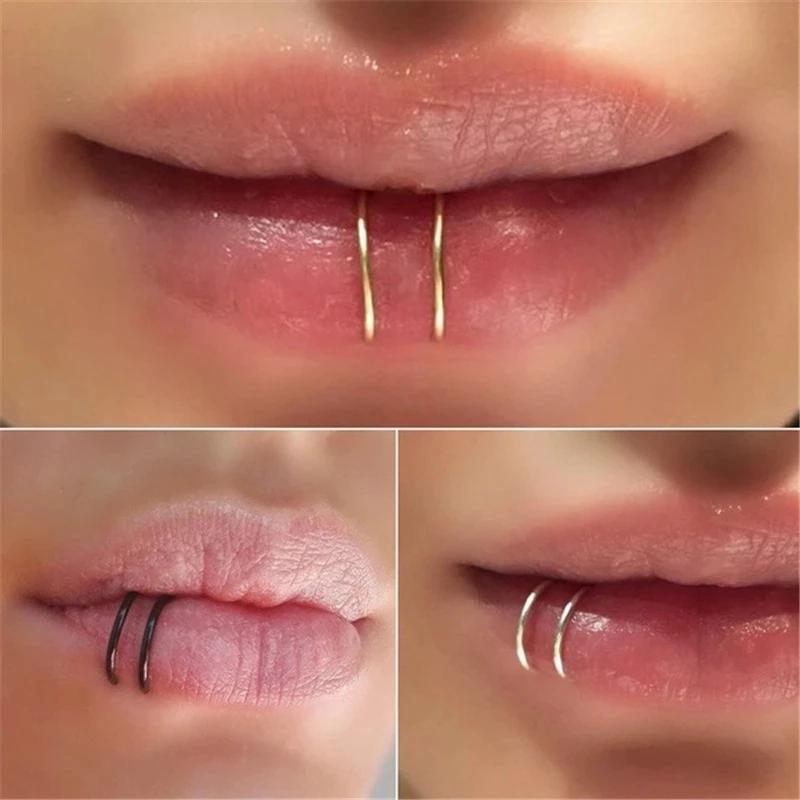 Buy 60Pcs/set 10mm/12mm Nose Mouth Ring Piercing Punk Gold Silver