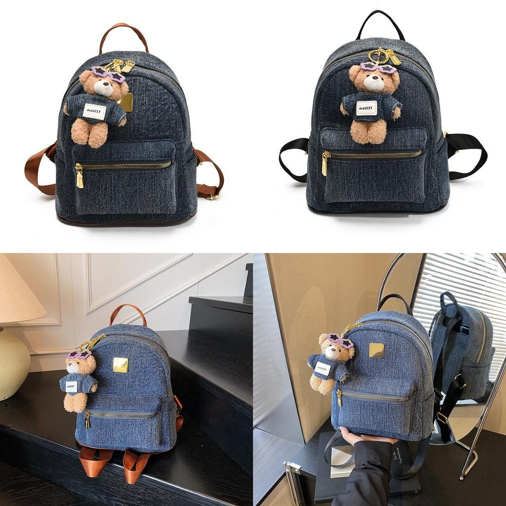 Zaino da Studente in Tessuto di Jeans con Design Traspirante per il Pendolarismo Quotidiano e lo Shopping