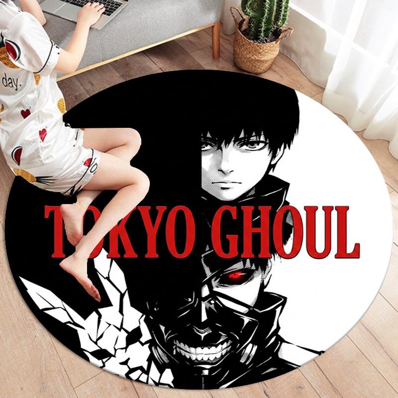 Tokyo Ghoul Runder Teppich Teppich für Wohnzimmer Schlafzimmer Sofa Spielzimmer Dekor Rutschfeste Bodenmatte