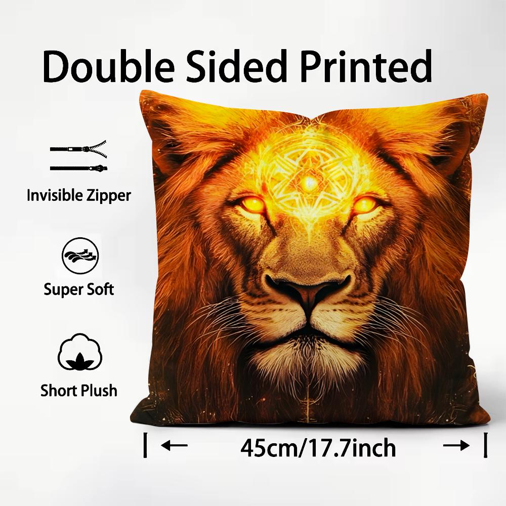

Lion Cool Cushion Cover Plush Fabric Soft DoubleSided Printed Sofa Warm Winter Home Child Gift Pillow Case 30x30cm