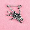 14G Sexy Skeleton Skull Hand Bar Barbell Nipple Shield Ring Punk Body Piercing