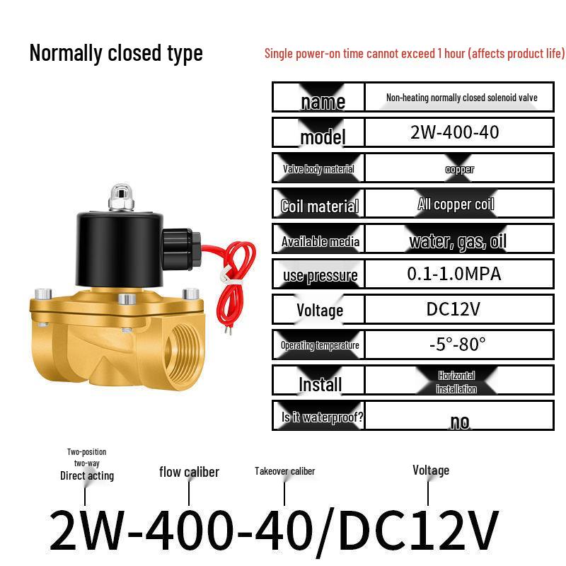 Válvula Solenoide Eléctrica - 1 Pulgada, 4 Puntos, Normalmente Cerrada, 12V/24V/220V Control de Agua y Drenaje