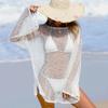 Hollow glitter weaving snowflake embellished beach skirt sunscreen one-neck bikini smock