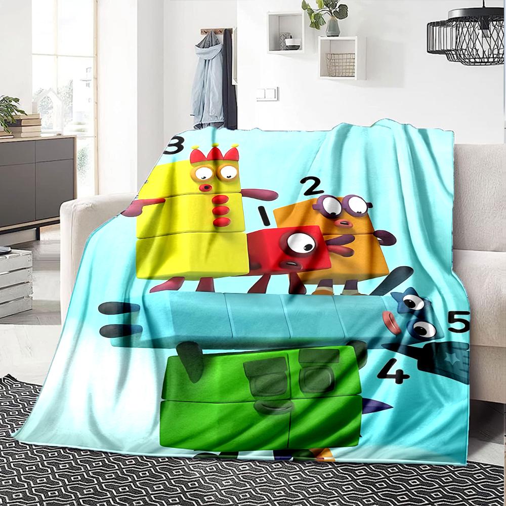 Numberblocks Theme Printed Blanket - Perfect for Couch, Bed, Travel & Outdoor Use | Machine Washable, Cozy & Durable.