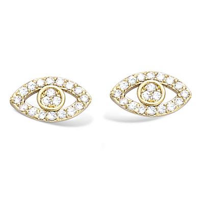 [M6244] - Gold Plated 'Eye of Fatma' Earrings - 10x6 Mm