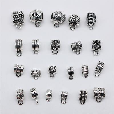 20pcs Hollow Carved Beads Bails For Jewelry Making Antique Silver Color Necklace Clasps For DIY Jewelry Findings Accessories