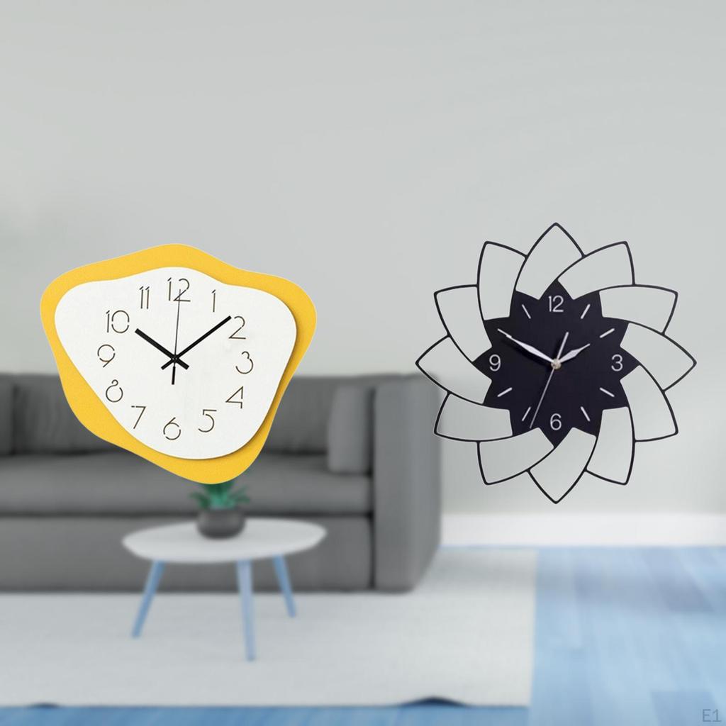 Acrylic Wall Clock Hanging Modern Office Ornament Timepiece Silent Flower Shaped Quiet Indoor