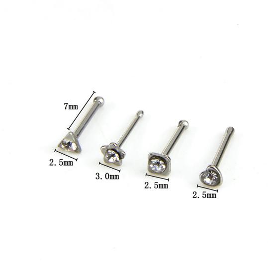 14 sztuk/zestaw Unisex C/O Kształt Rhinestone Stal nierdzewna Nose Stud Piercing Biżuteria