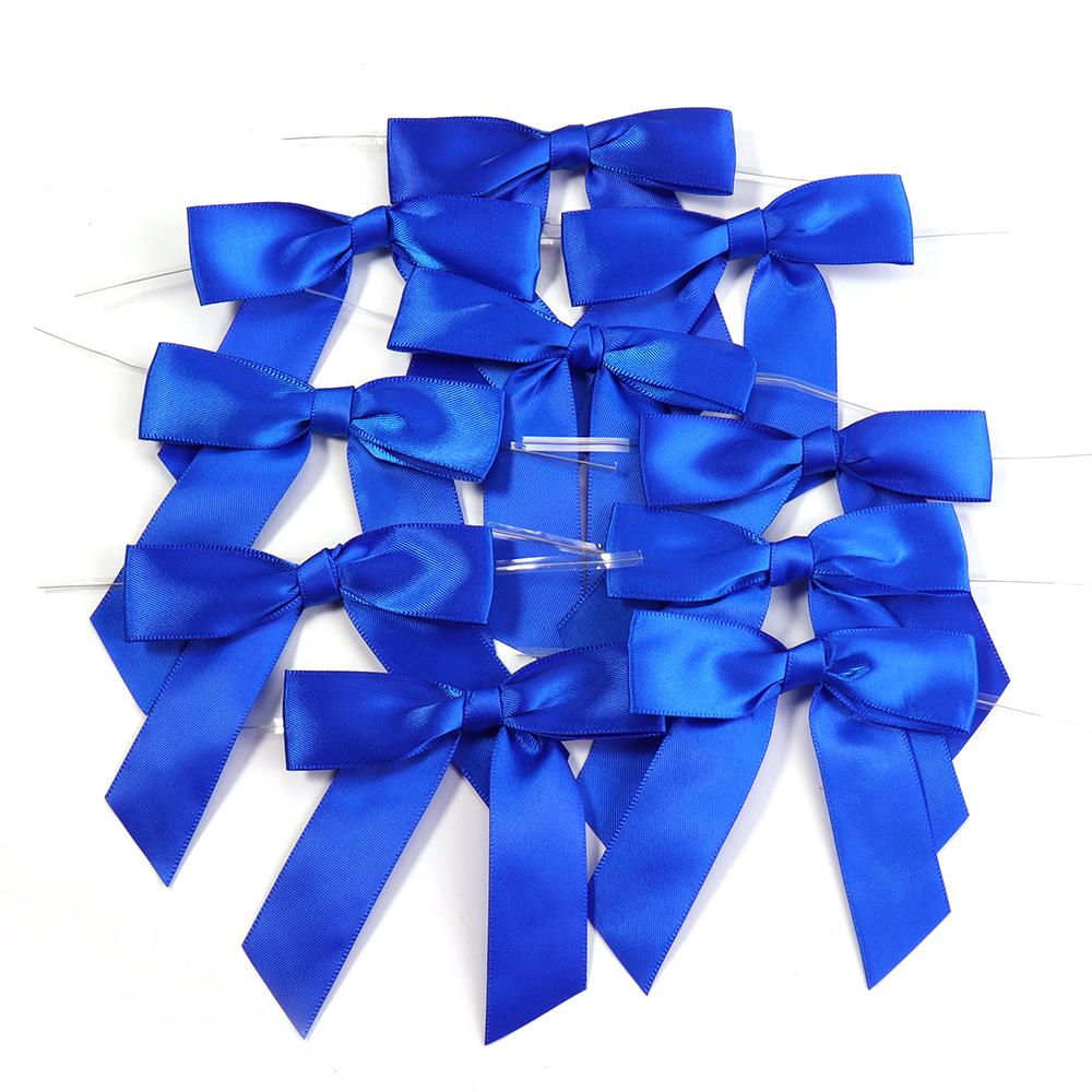 10pcs 9x9cm Ribbon Bow With Iron Wire Colorful Polyester Bow Tie For Wedding Party DIY Candy Biscuit Gift Packaging Seal Decor