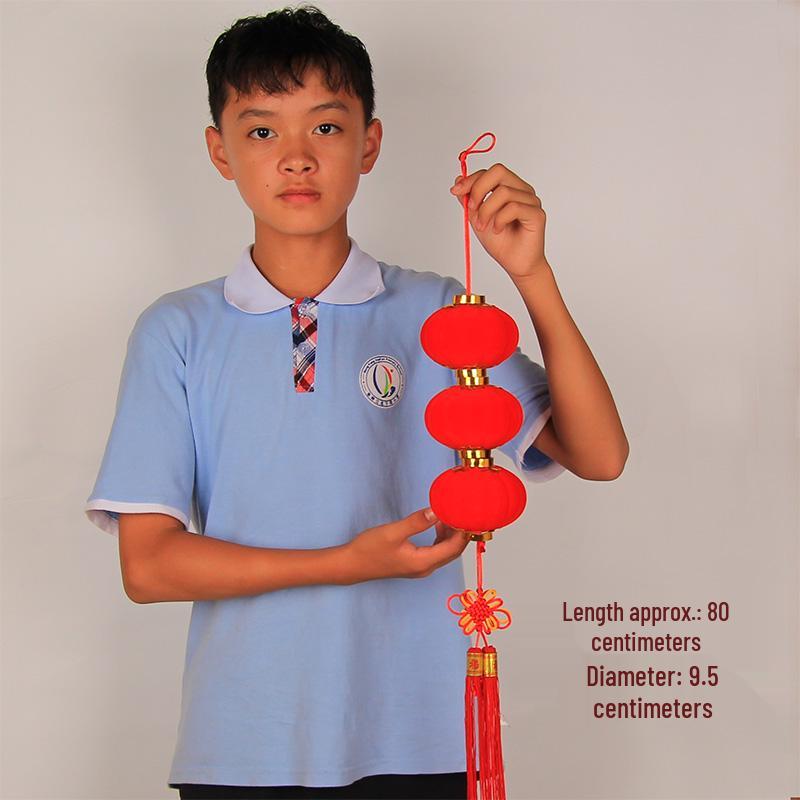 Handmade Red Flocked Lantern Ornaments for Trees: Chinese-Style New Year and Wedding Decorations
