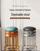 Sturdy Steel Frame Upholstered Round Stool - Soft, Simple Design for Dining or Kitchen Storage.