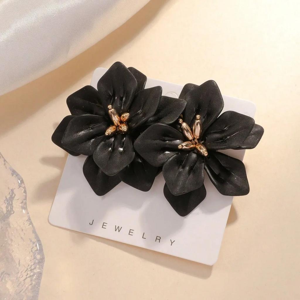 Delysia King Women Romantic Temperament Acrylic Petal Earrings Girl 2025 Cute Lifelike Flower High Grade Ear Stud