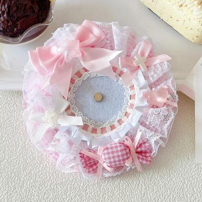 Kawaii Lace Magnetic Anime Badge Holder Rose Candy Pins Display Base Star Cross Ornate Ribbon Badge Flower Badge Display