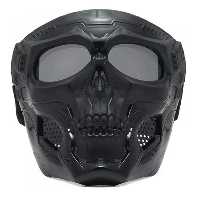 Scary Full Face Skull Mask (black) With Glasses For Hallowee