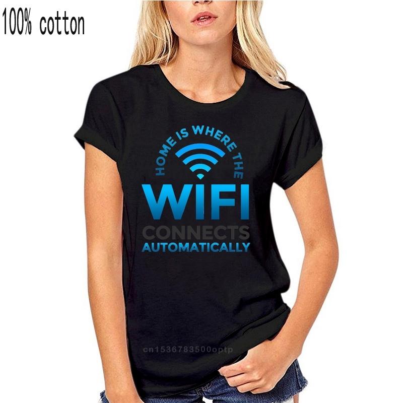 

2023 Summer Fashion Men T Shirt Home Is Where The Wifi Connects Funny Geek Mens Womens Cotton T-Shirt T shirt 3XL чорний