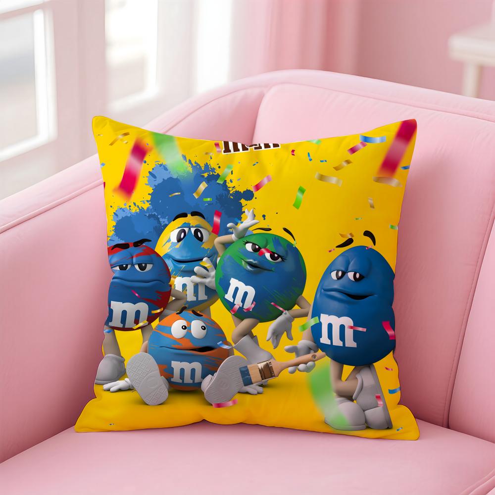 cartoon M-M&M's Cushion Cover Home & Car Multi-Scene Pillow Cover - Reversible, Soft & Durable for Daily Use
