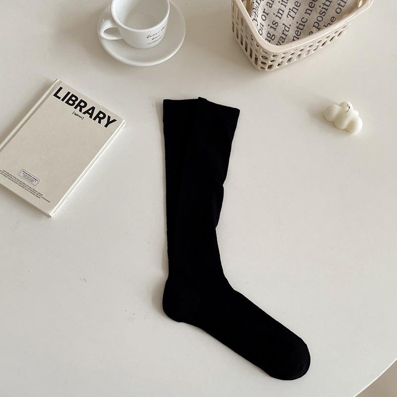 

Thin white socks, gray calf socks, long socks, summer women s ballet-style slouch socks, half-tube pure cotton women s long socks Average Size чёрный