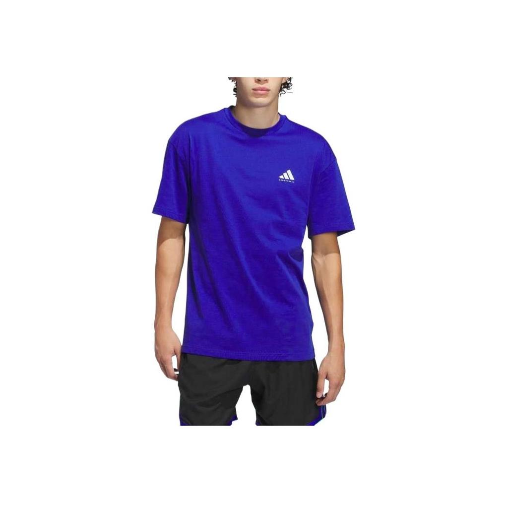 Adidas Skin-Friendly Comfortable Soft Breathable Short Sleeve T-Shirt Men Tops Fluorescent-Blue Pink-White JN7110