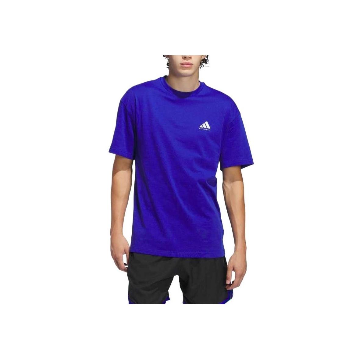 

Adidas Skin-Friendly Comfortable Soft Breathable Short Sleeve T-Shirt Men Tops Fluorescent-Blue Pink-White JN7110 M