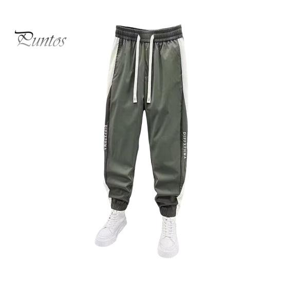 Men's Cargo Pants Sweatpants Drawstring Waist Joggers Pants with Pockets Letter Print Color Blocking Loose Pants for Sports Street