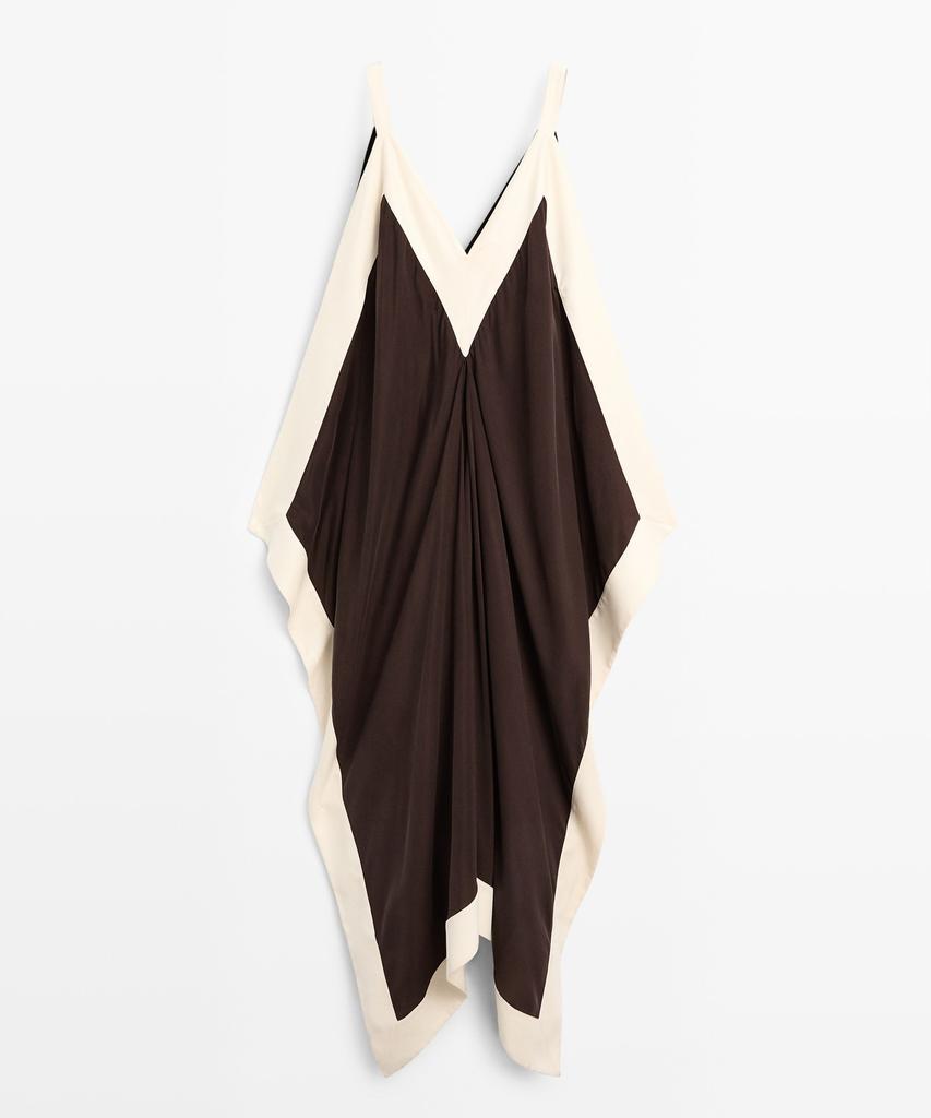 Masimodutti Fluid Midi Dress With Contrast Details