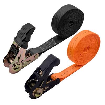 Rubber-Coated Ratchet Tie-Down Strap with Rope Tightener